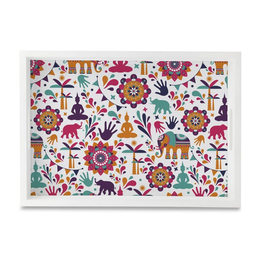 India Serving Tray with Cutout Handles (Wood) 10" x 14"