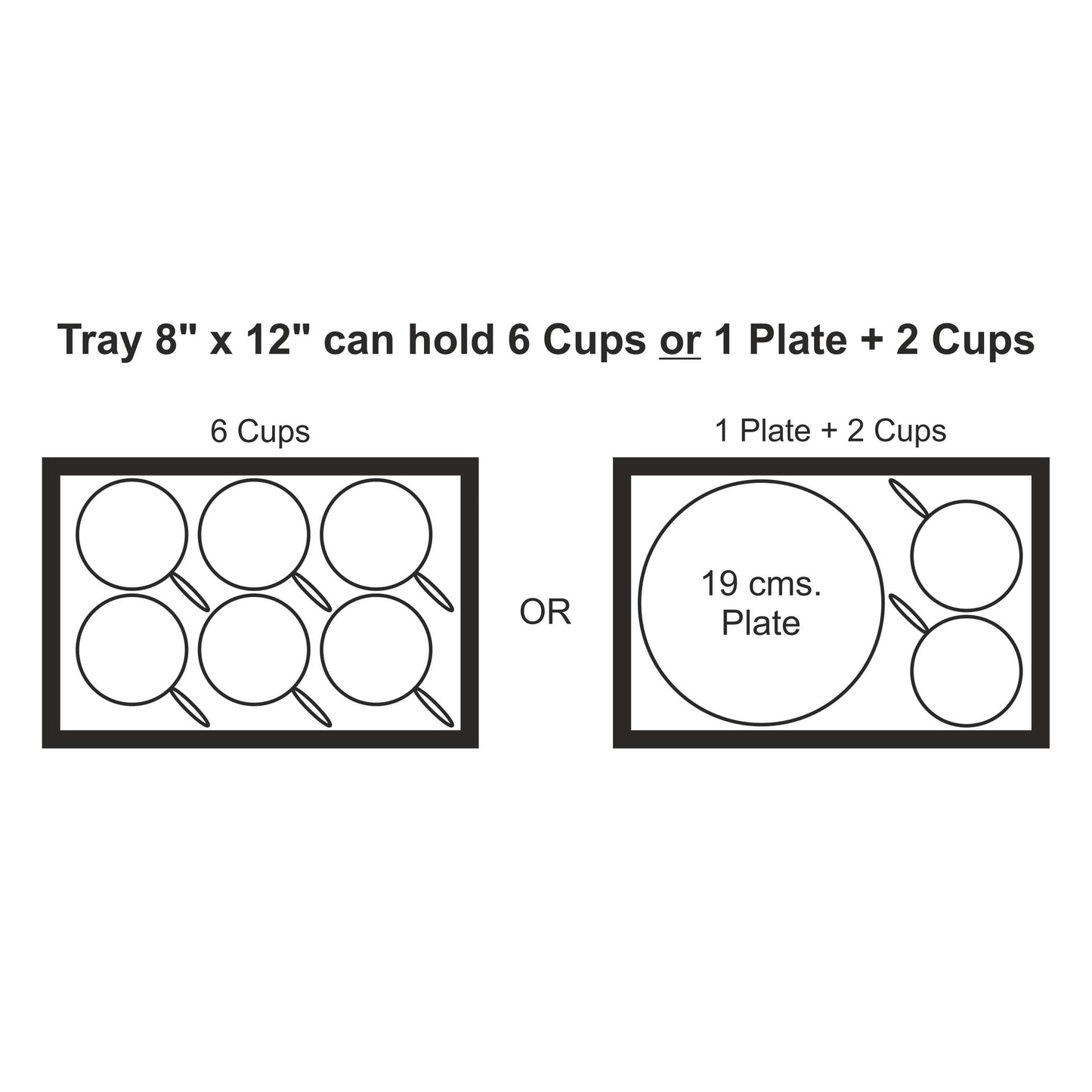 Blue Mandala Rectangular Serving Tray with Cutout Handles, 8" x 12" - Dimension Image