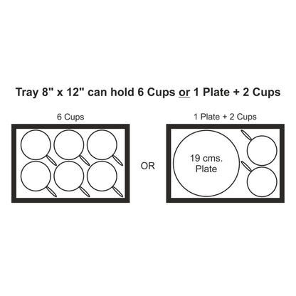 Blue Mandala Rectangular Serving Tray with Cutout Handles, 8" x 12" - Dimension Image