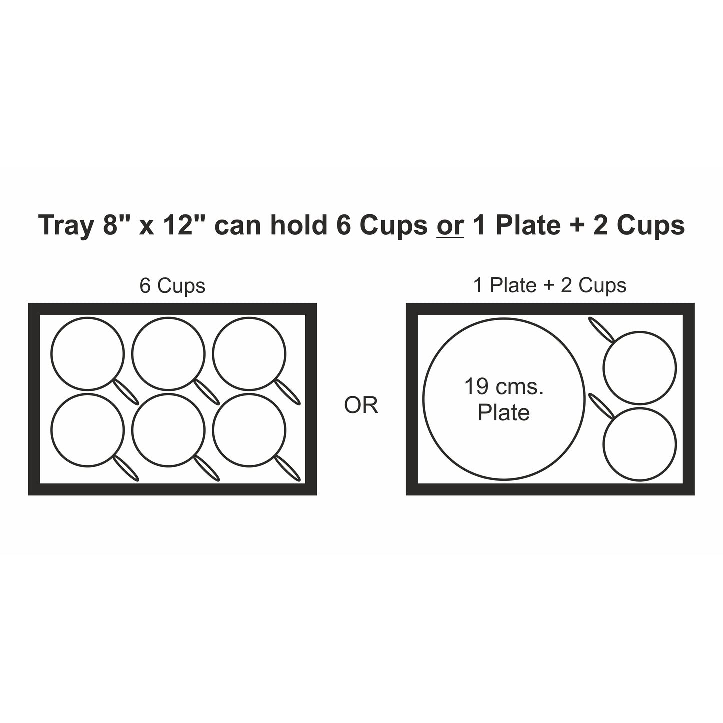Aradhana Serving Tray with Cutout Handles (Wood) 8" x 12" - Dimension