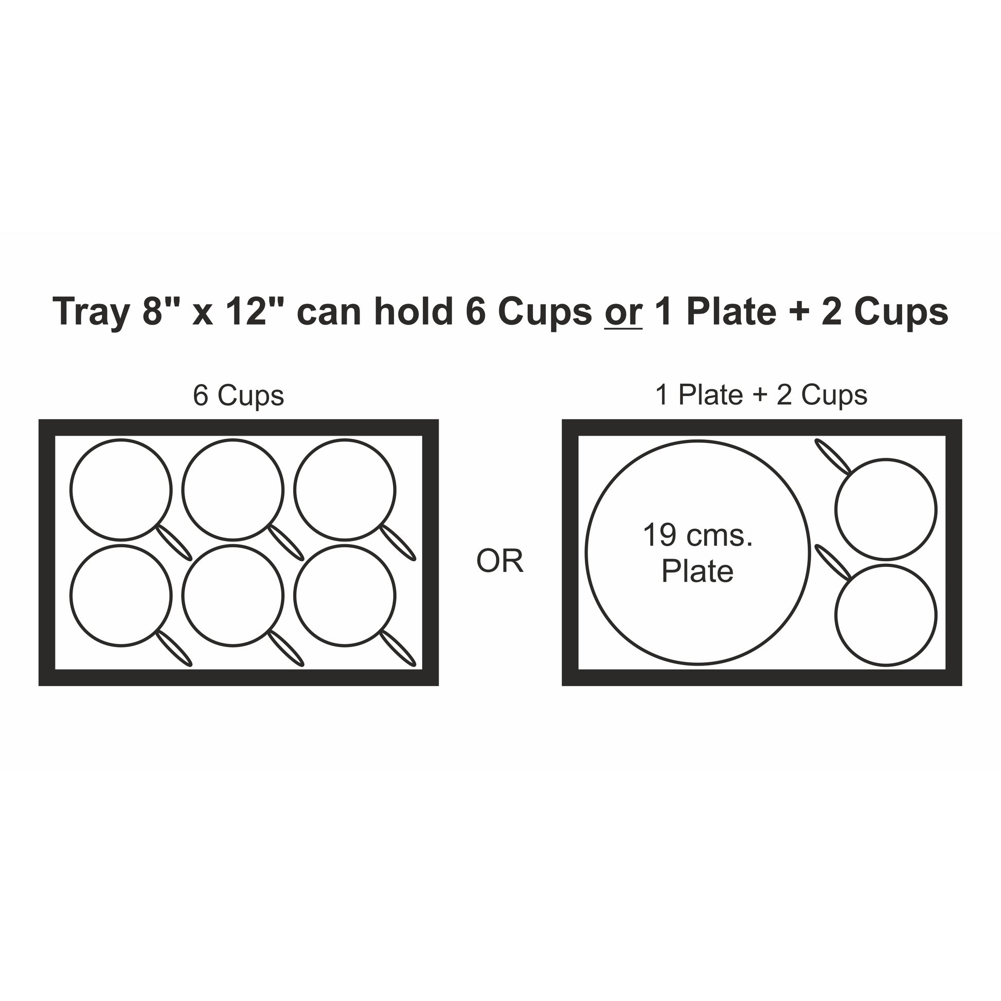 Aradhana Serving Tray with Cutout Handles (Wood) 8" x 12" - Dimension