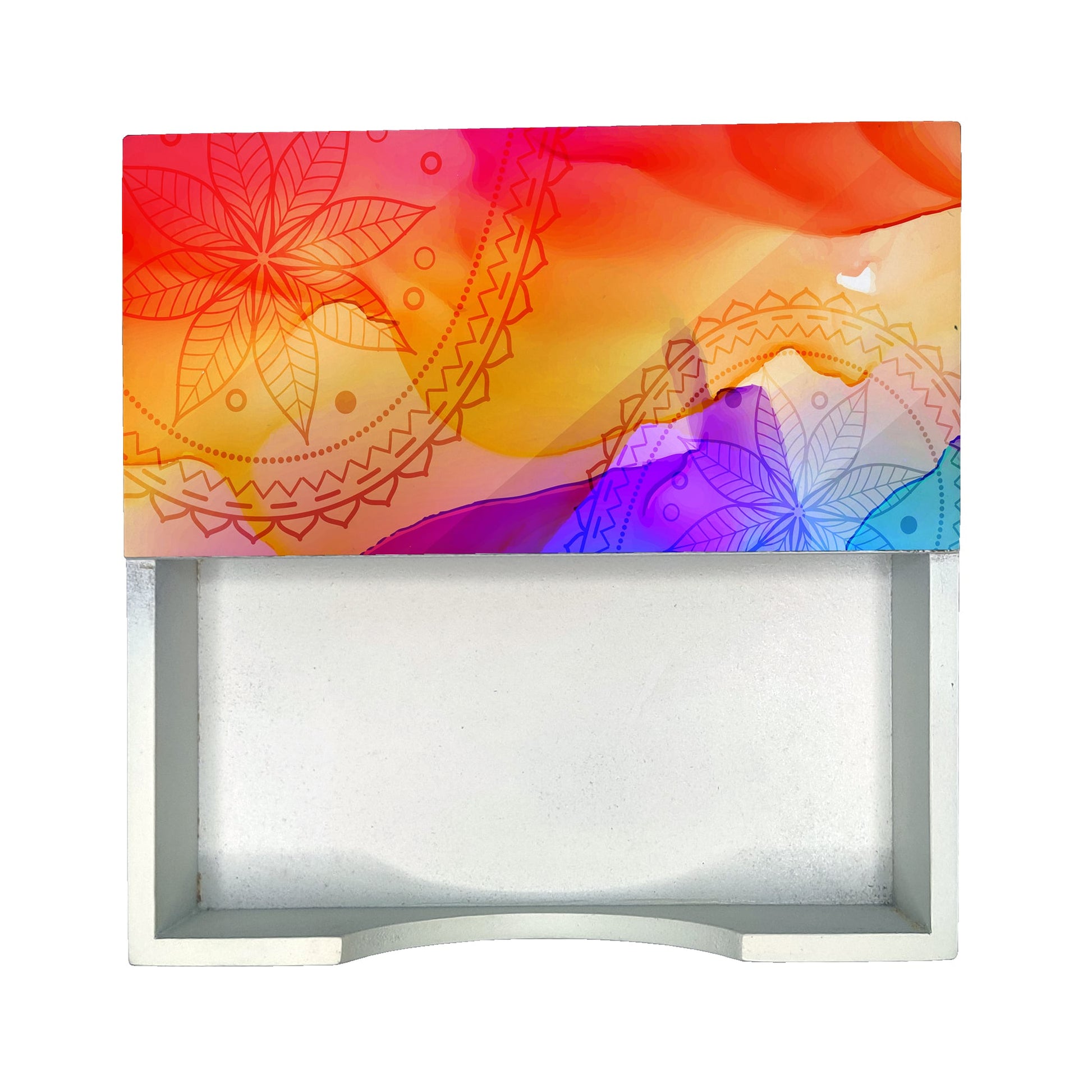 Multi Watercolour Tissue Holder 6" x 6" x 1.5" Ht. - Design Image