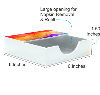 Multi Watercolour Tissue Holder 6" x 6" x 1.5" Ht. - Dimension Image