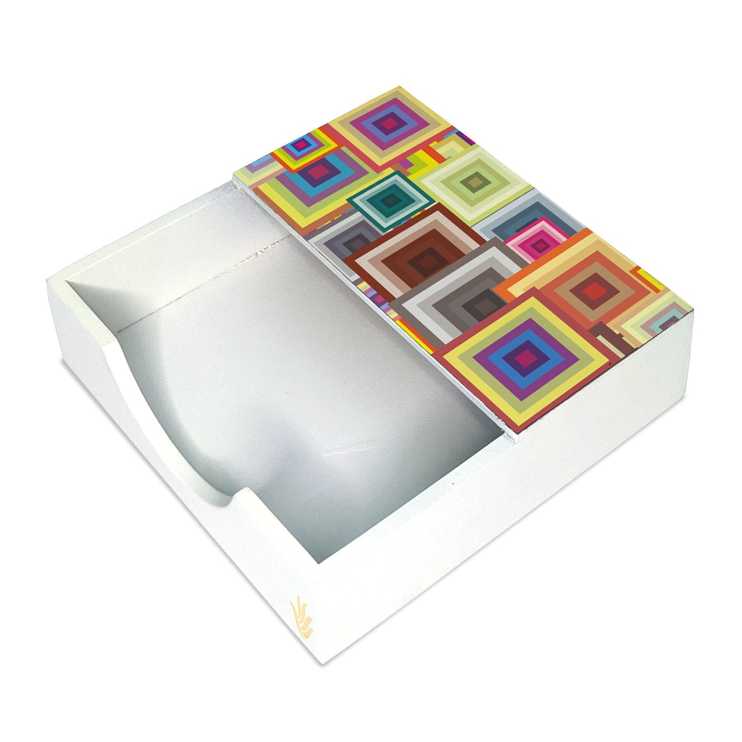Colourful Squares Tissue Holder 6" x 6" x 1.5" Ht. - Main Image