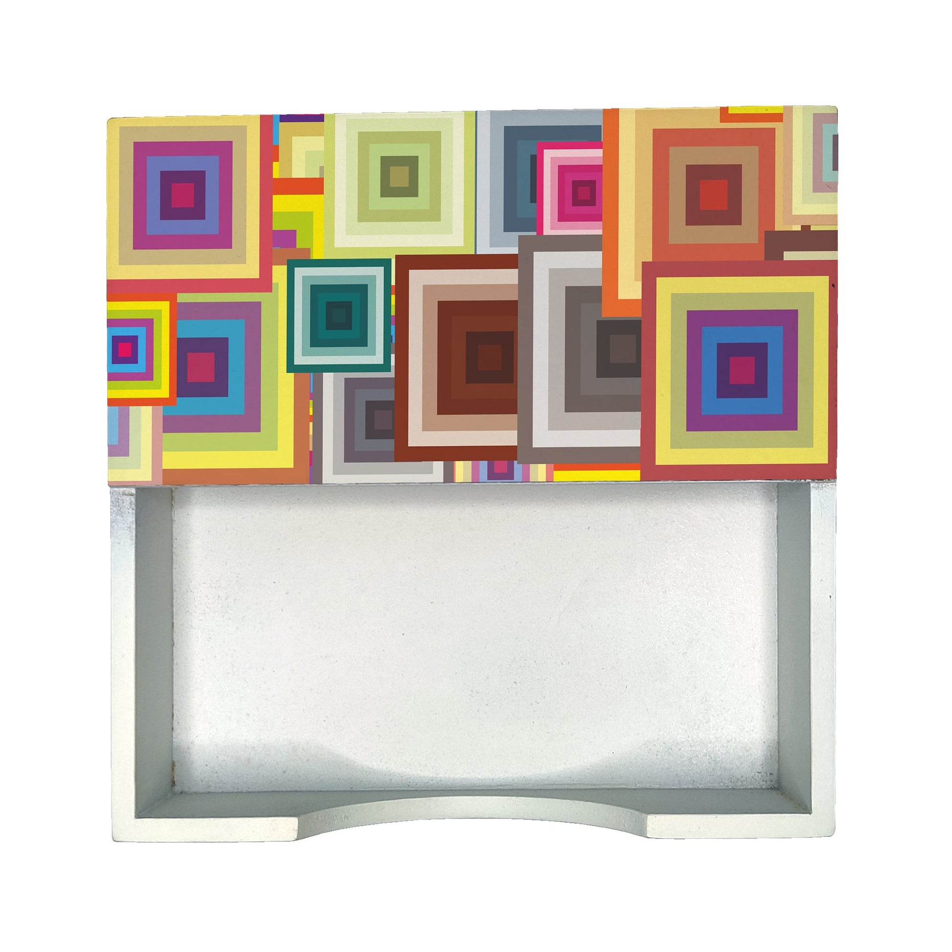 Colourful Squares Tissue Holder 6" x 6" x 1.5" Ht. - Design Image