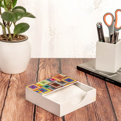 Colourful Squares Tissue Holder 6" x 6" x 1.5" Ht. - Lifestyle Image