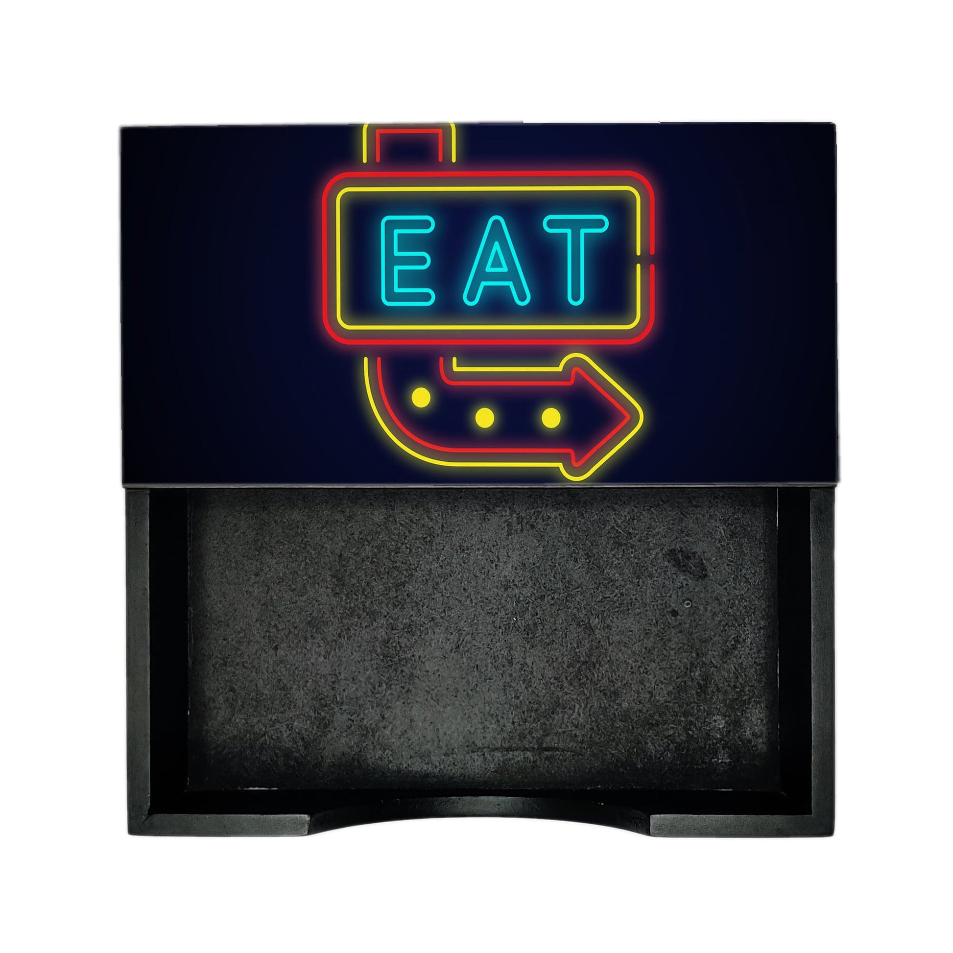 Neon Eat Tissue Holder 6" x 6" x 1.5" Ht. - Design Image