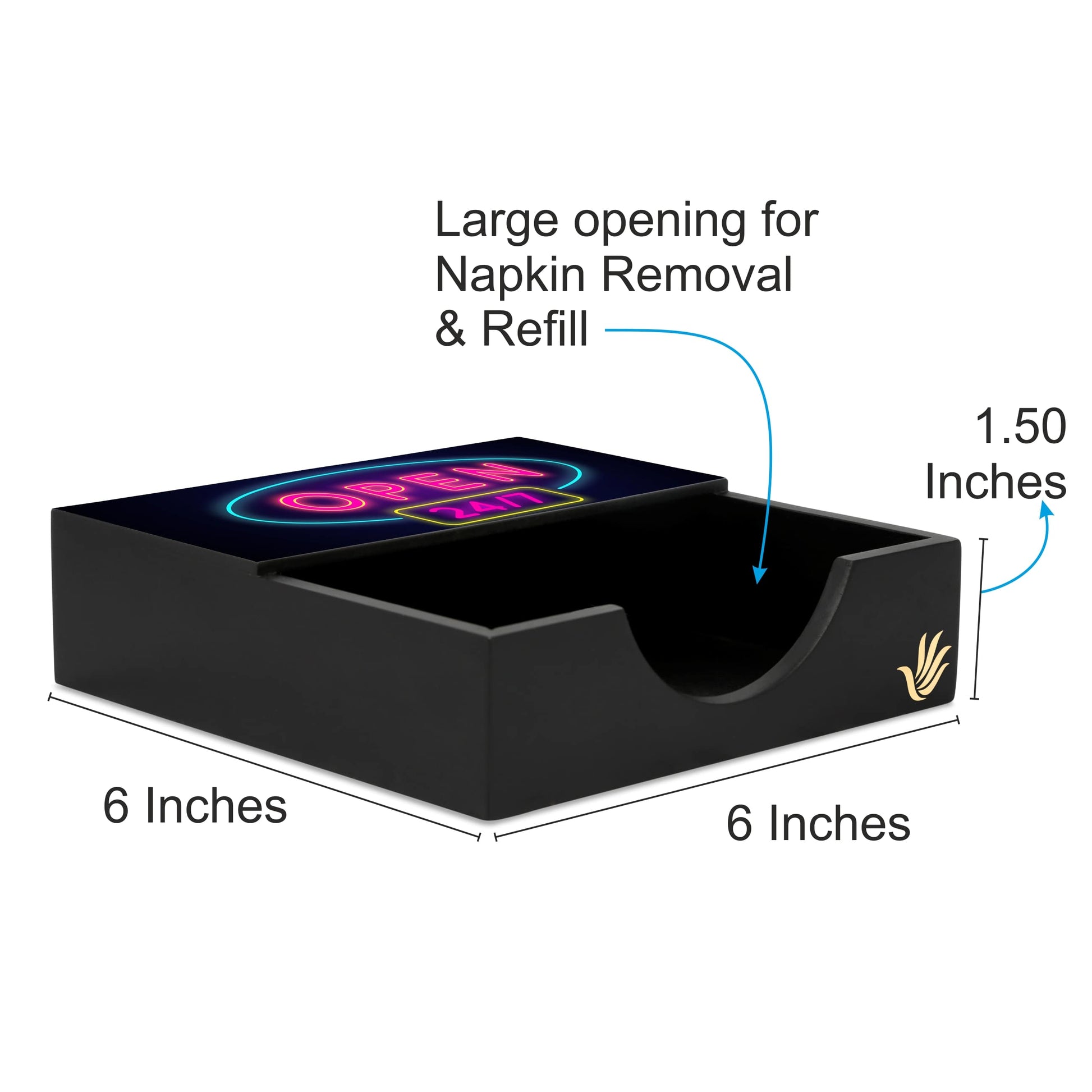Neon Open 247 Tissue Holder 6" x 6" x 1.5" Ht. - Dimension Image