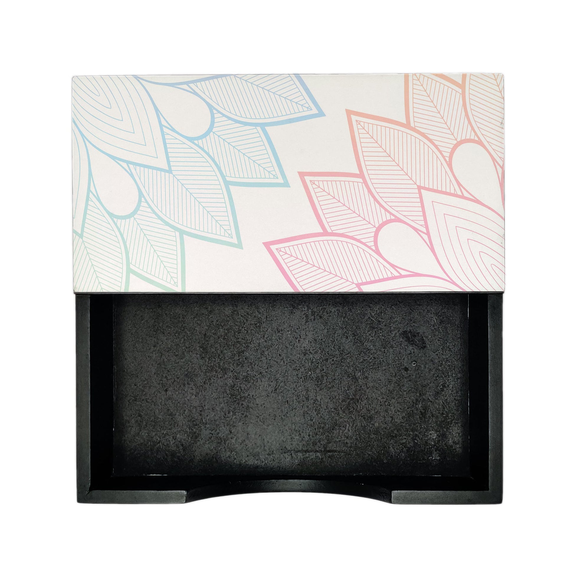 Boho Corner Tissue Holder 6" x 6" x 1.5" Ht. - Design Image