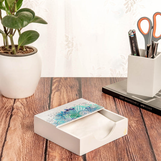 Abstract Flowers Tissue Holder 6" x 6" x 1.5" Ht. - Lifestyle Image