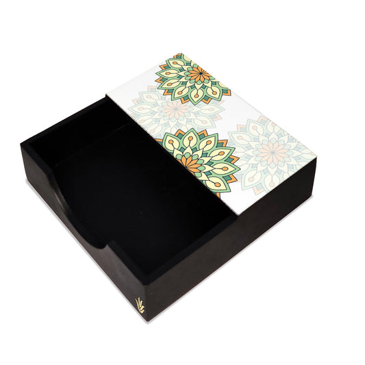 Green Mandala Tissue Holder 6" x 6" x 1.5" Ht. - Main Image