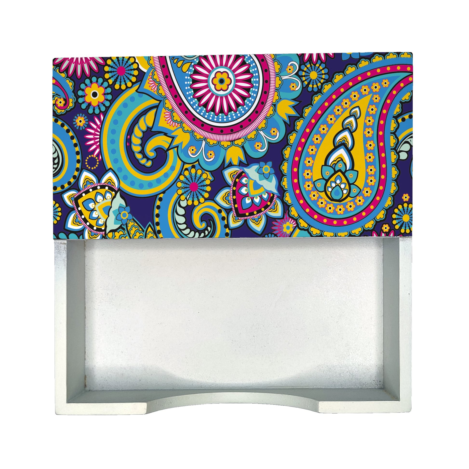 Blue Paisley Tissue Holder 6" x 6" x 1.5" Ht. - Design Image