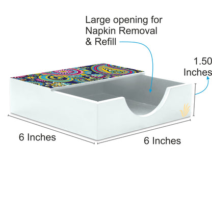 Blue Paisley Tissue Holder 6" x 6" x 1.5" Ht. - Dimension Image