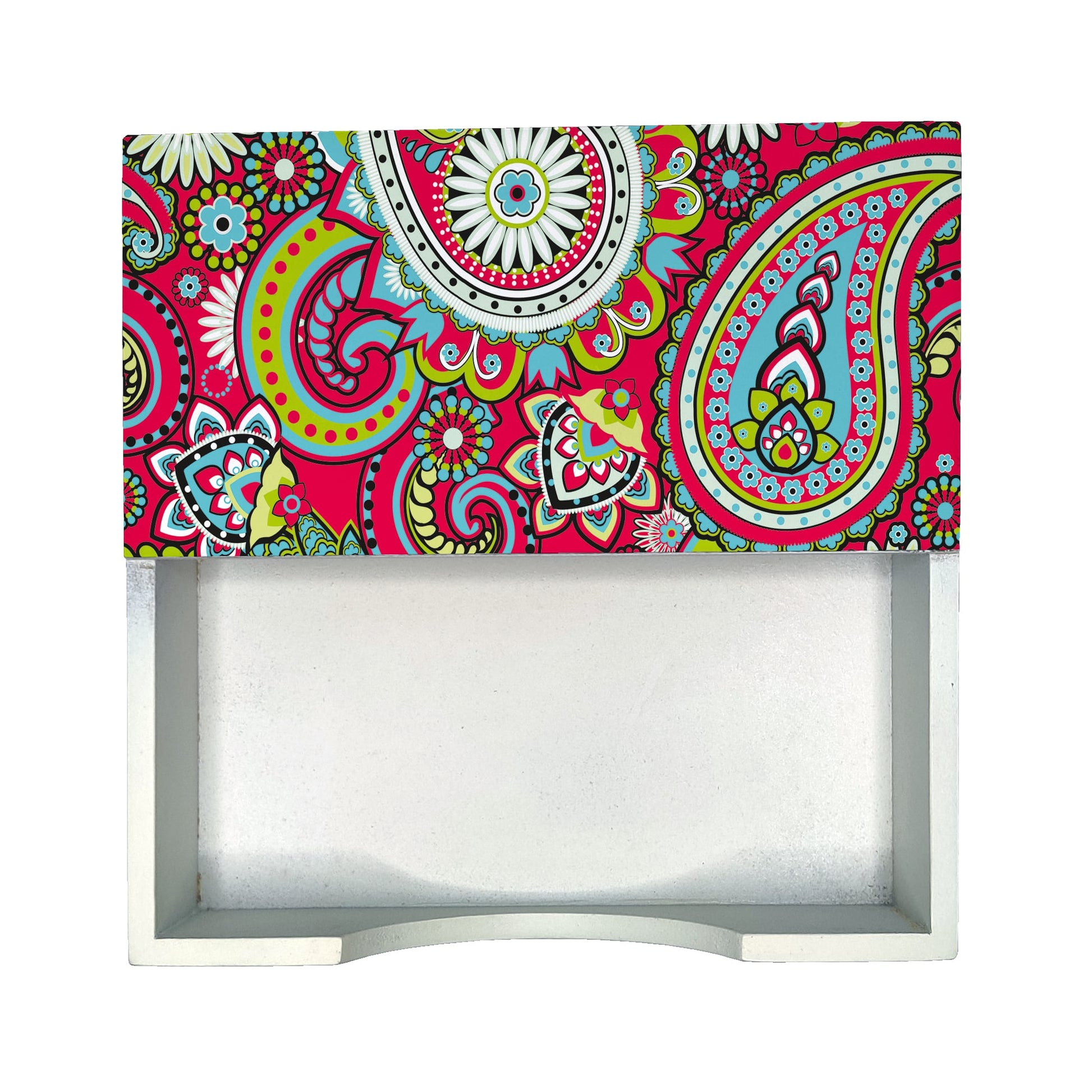 Pink Paisley Tissue Holder 6" x 6" x 1.5" Ht. - Design Image