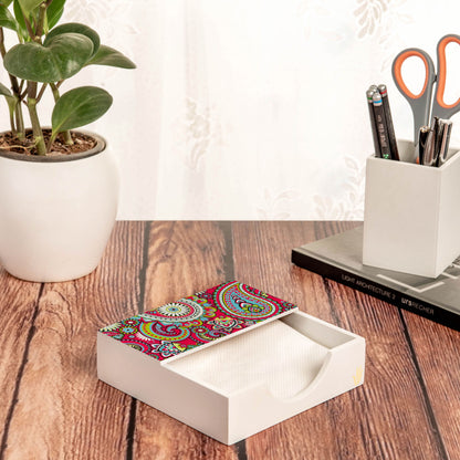 Pink Paisley Tissue Holder 6" x 6" x 1.5" Ht. - Lifestyle Image
