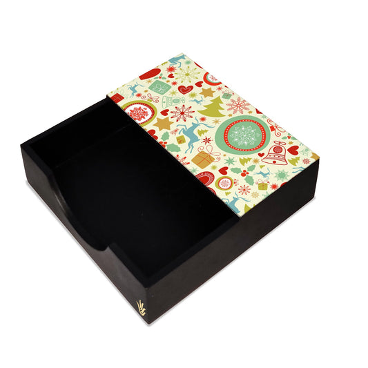 Xmas Allover3 Tissue Holder 6" x 6" x 1.5" Ht. - Main Image