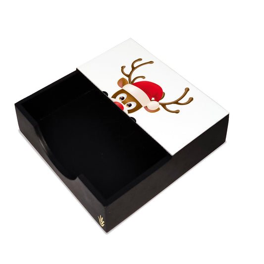 Xmas Reindeer Tissue Holder 6" x 6" x 1.5" Ht. - Main Image