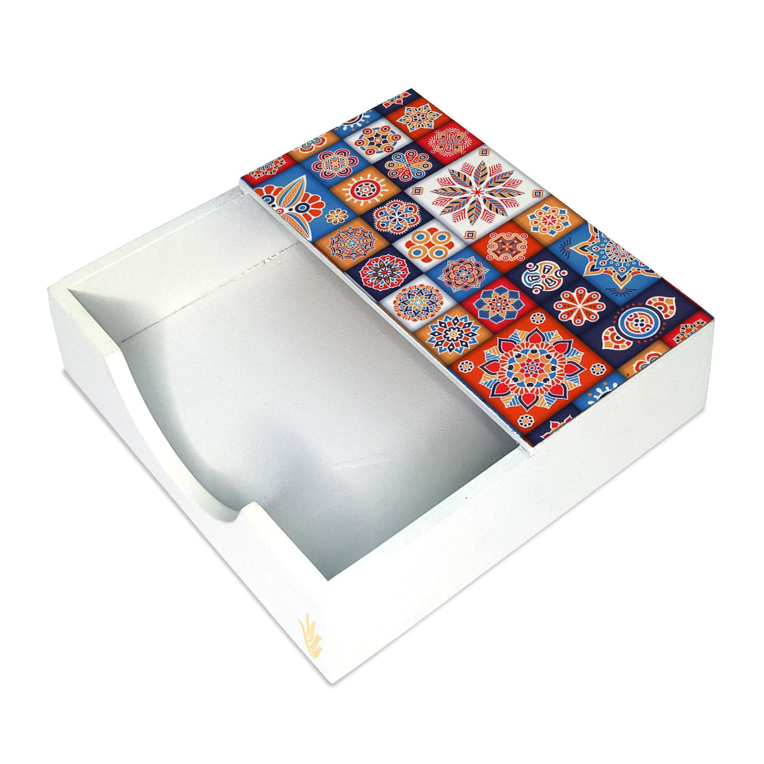 Floral Tiles Tissue Holder 6" x 6" x 1.5" Ht. - Main Image