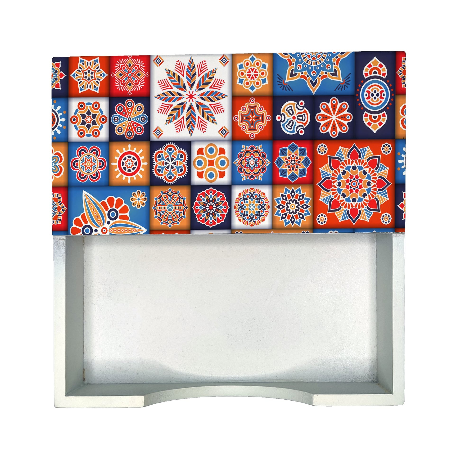 Floral Tiles Tissue Holder 6" x 6" x 1.5" Ht. - Design Image