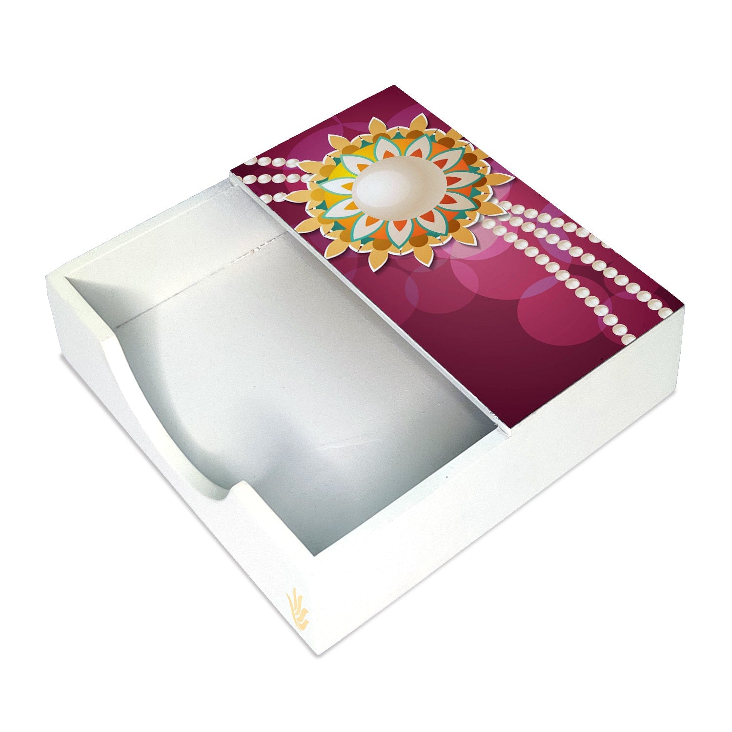 Rakhi Pearls Rose Tissue Holder 6" x 6" x 1.5" Ht. - Main Image