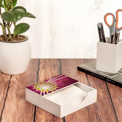 Rakhi Pearls Rose Tissue Holder 6" x 6" x 1.5" Ht. - Lifestyle Image