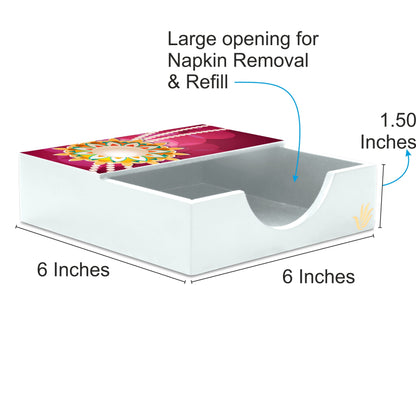Rakhi Pearls Rose Tissue Holder 6" x 6" x 1.5" Ht. - Dimension Image