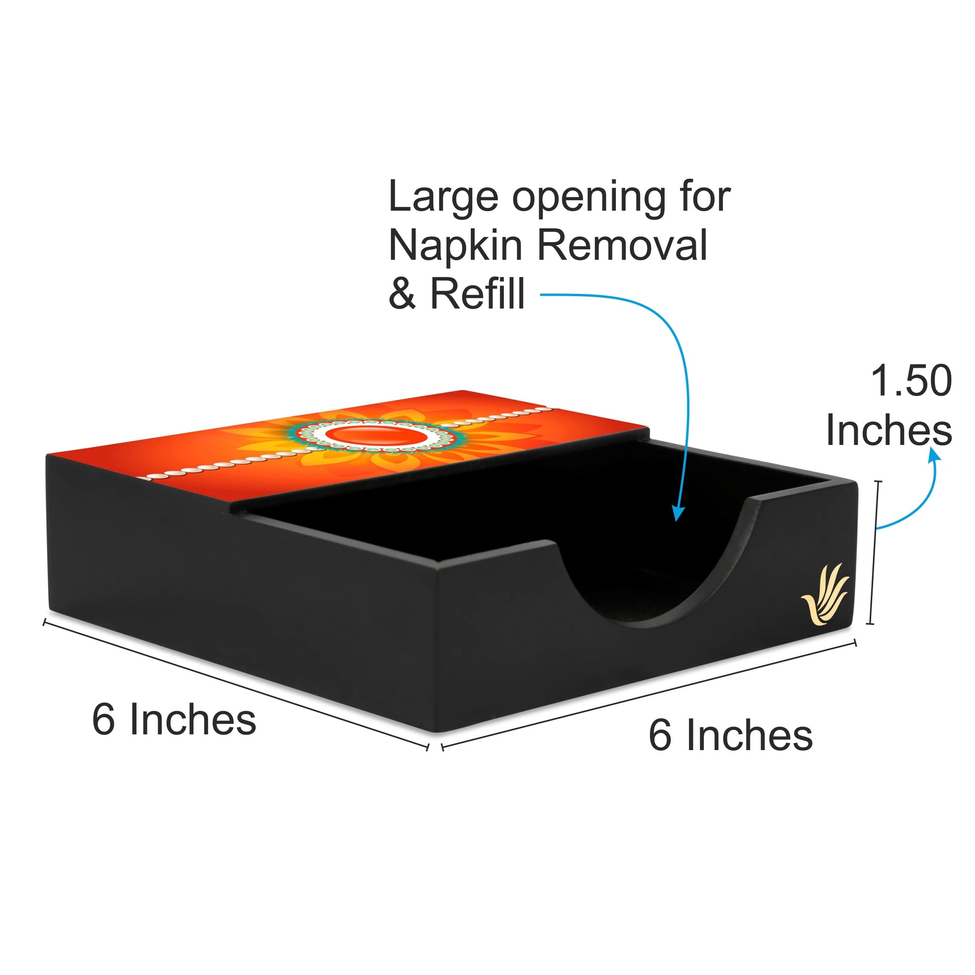 Rakhi Pearls Orange Tissue Holder 6" x 6" x 1.5" Ht. - Lifestyle Image