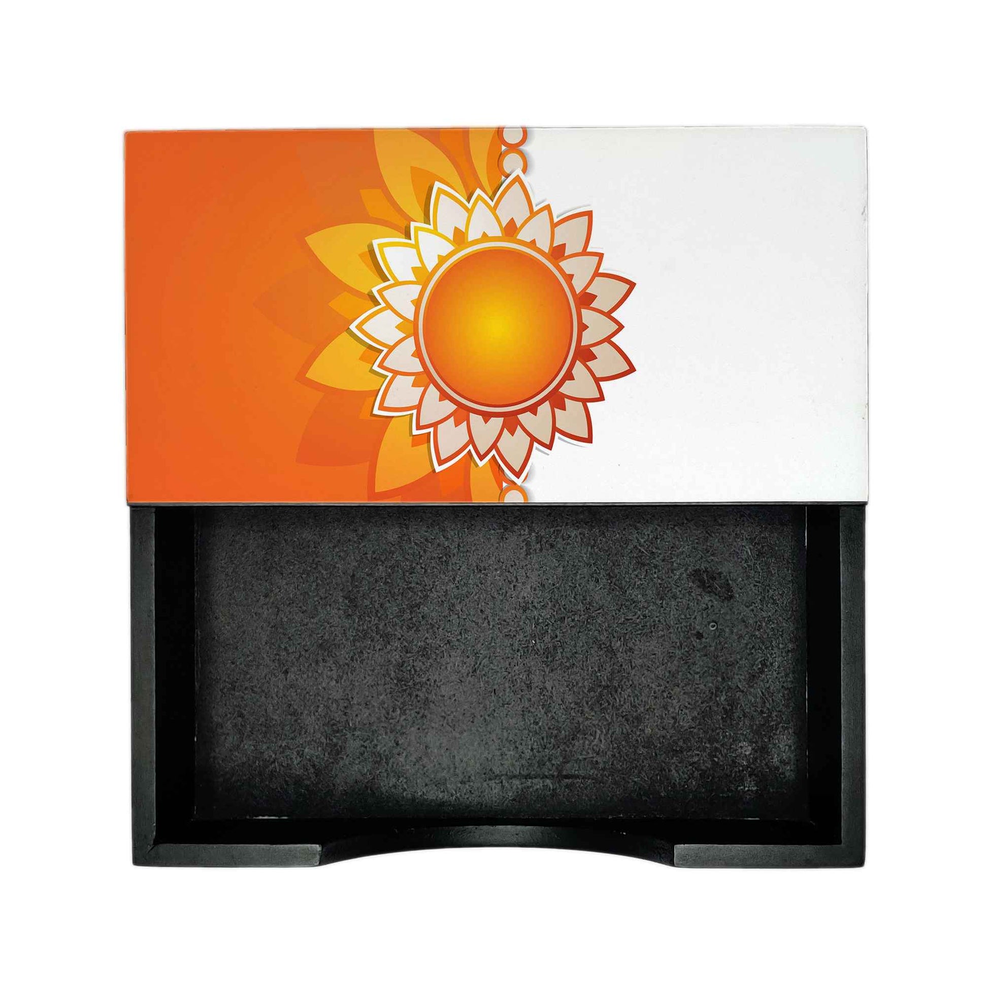 Rakhee Orange Tissue Holder 6" x 6" x 1.5" Ht. - Design Image