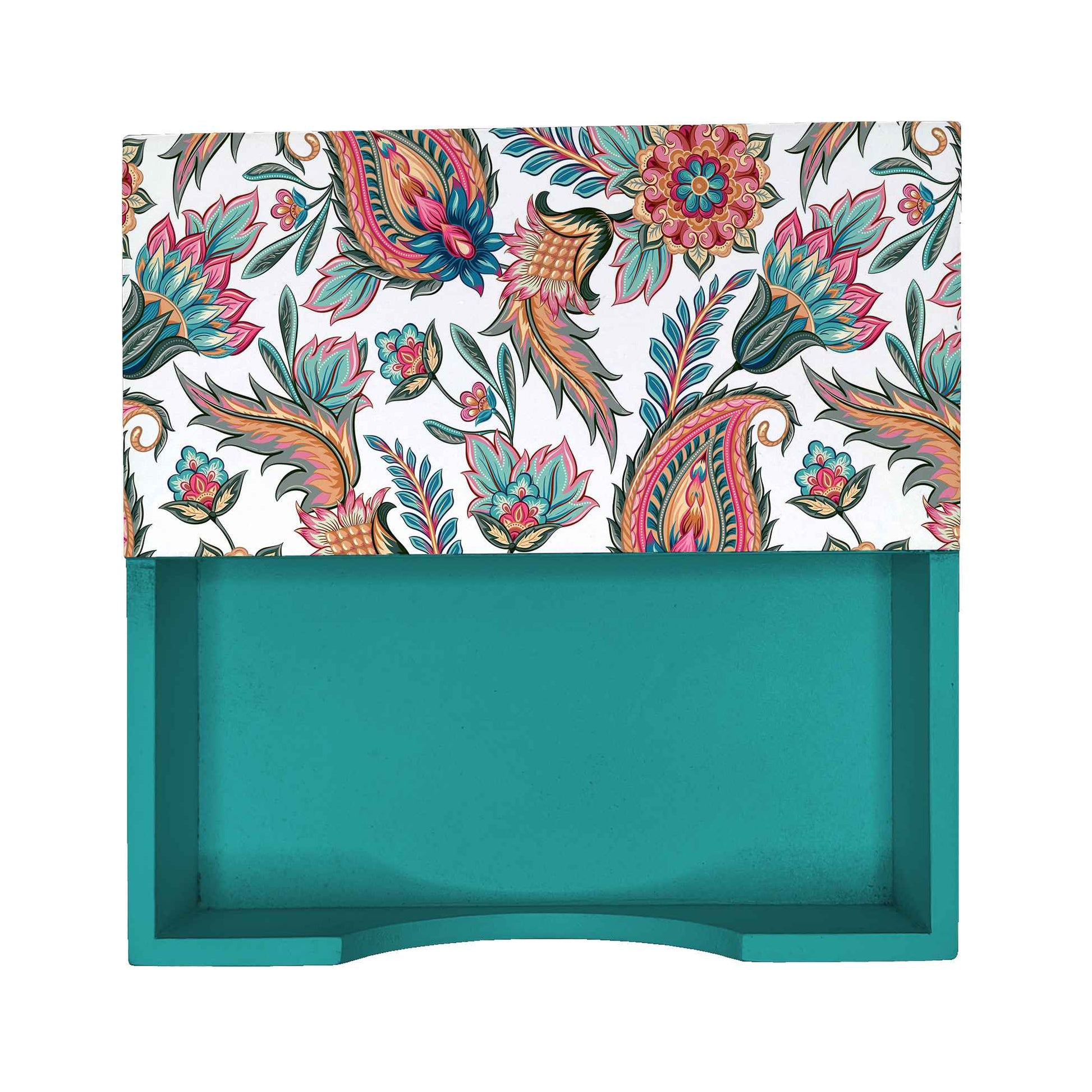 Oriental Paisley White Tissue Holder 6" x 6" x 1.5" Ht. - Design Image