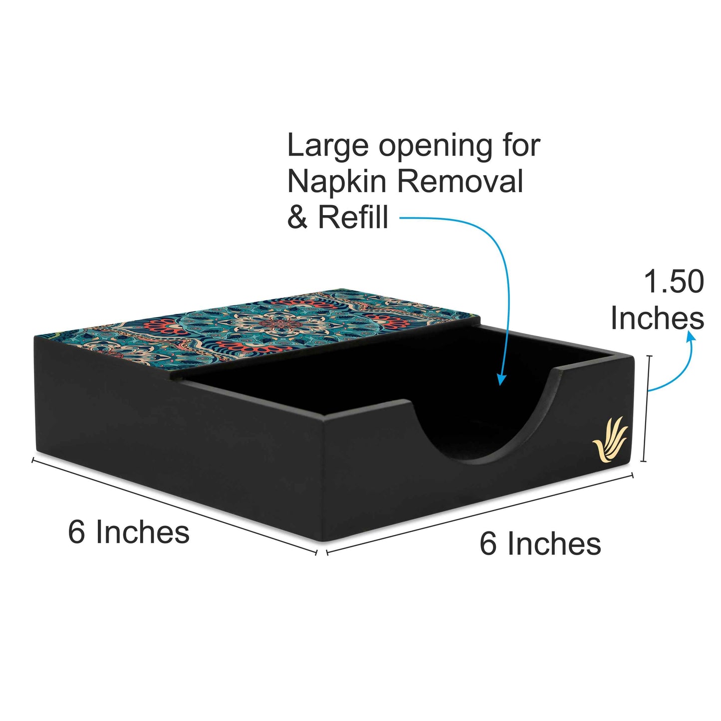 Sheesha Tissue Holder 6" x 6" x 1.5" Ht. - Dimension Image