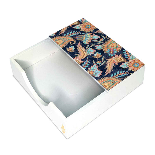 Oriental Paisley Navy Tissue Holder 6" x 6" x 1.5" Ht. - Main Image