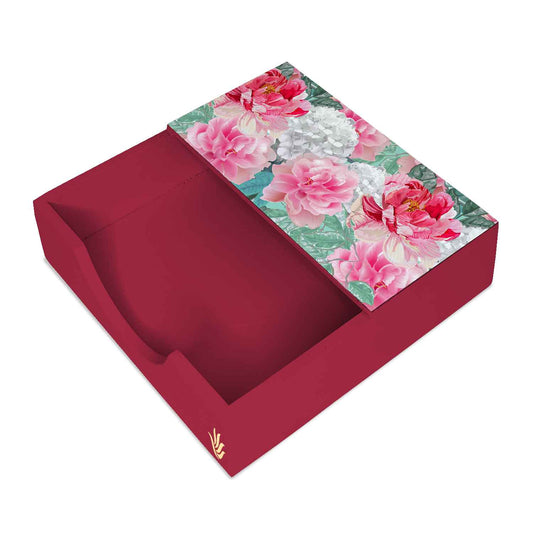 Red Chrysanthemums R Tissue Holder 6" x 6" x 1.5" Ht. - Main Image