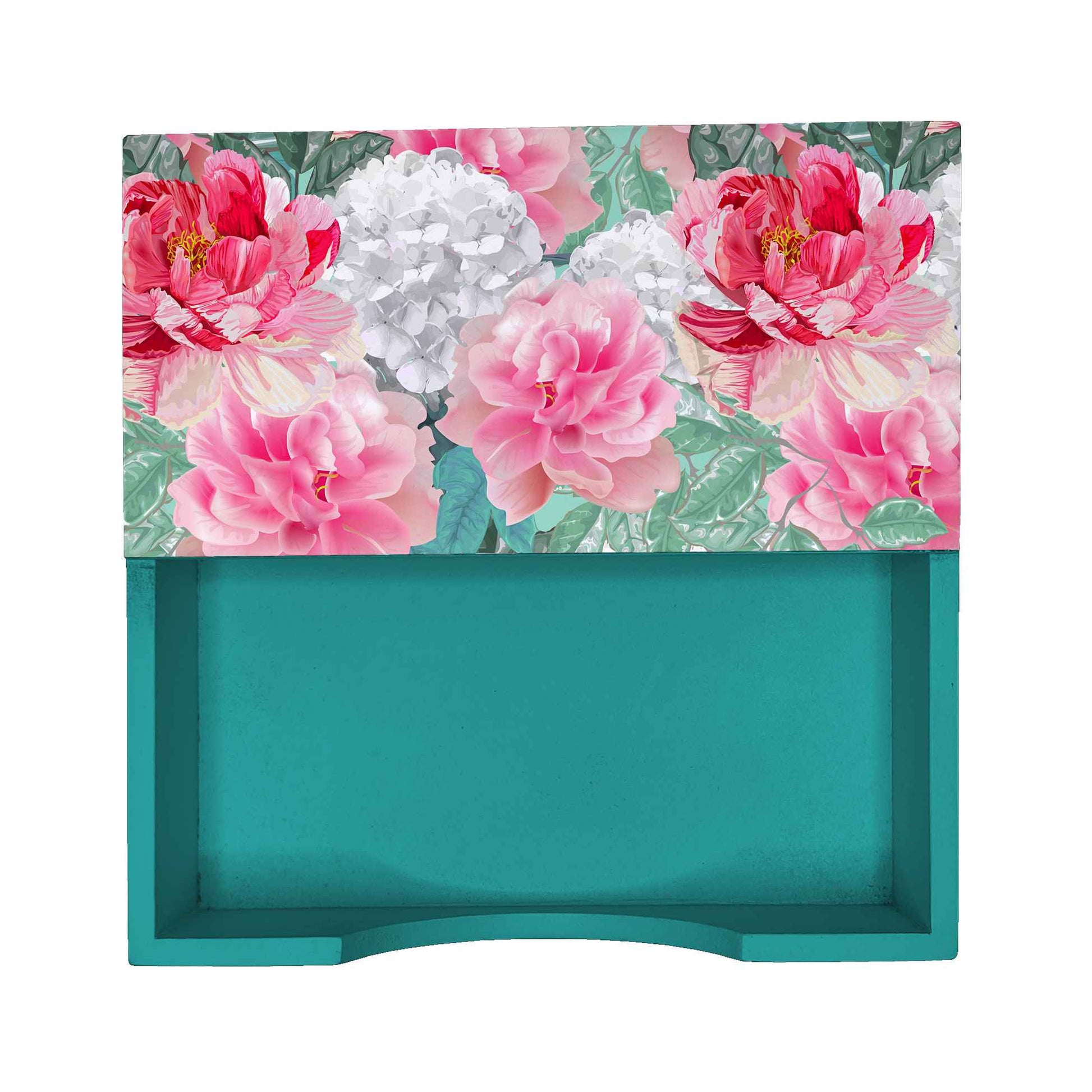 Red Chrysanthemums T Tissue Holder 6" x 6" x 1.5" Ht. - Design Image