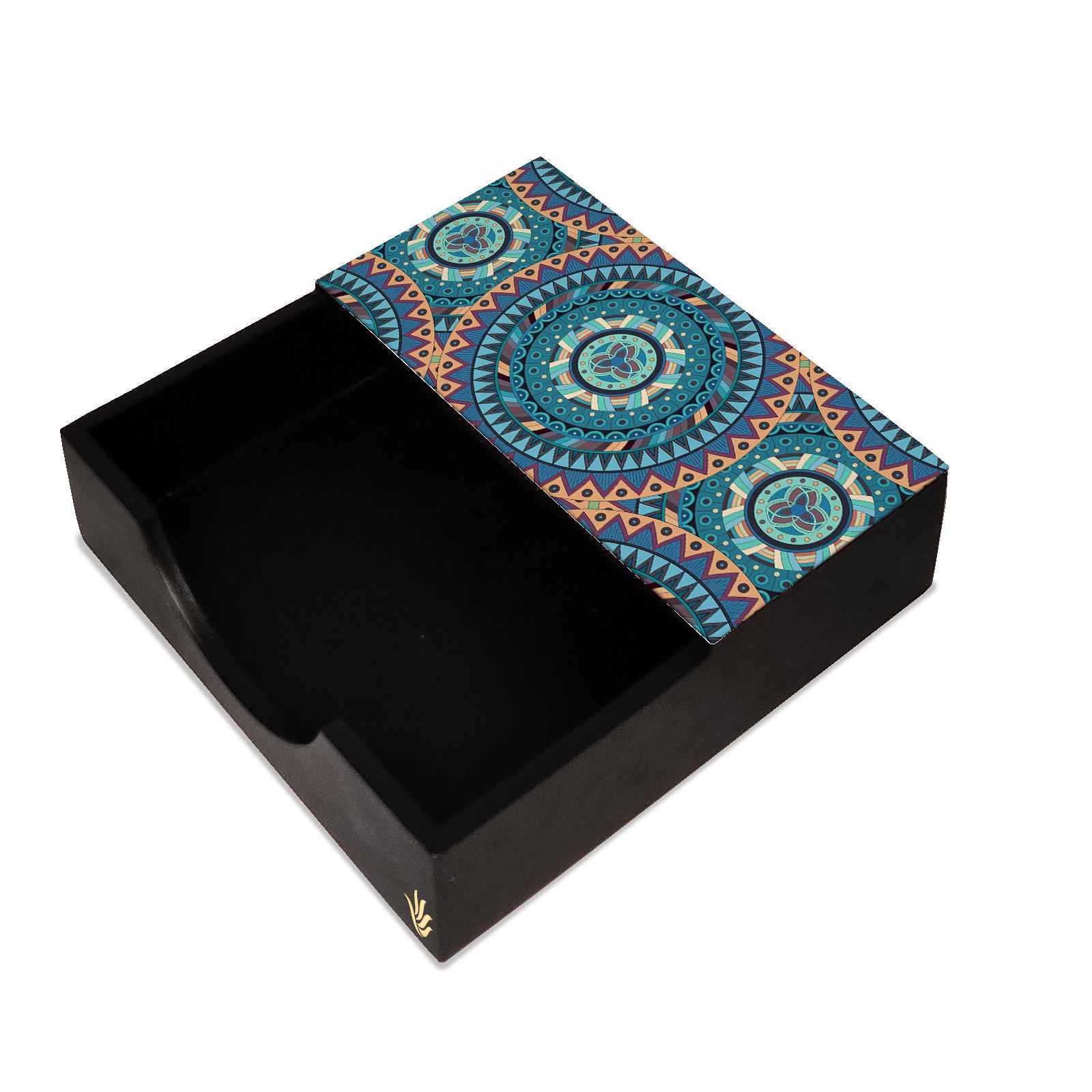 Blue Mandala Tissue Holder 6" x 6" x 1.5" Ht. - Main Image