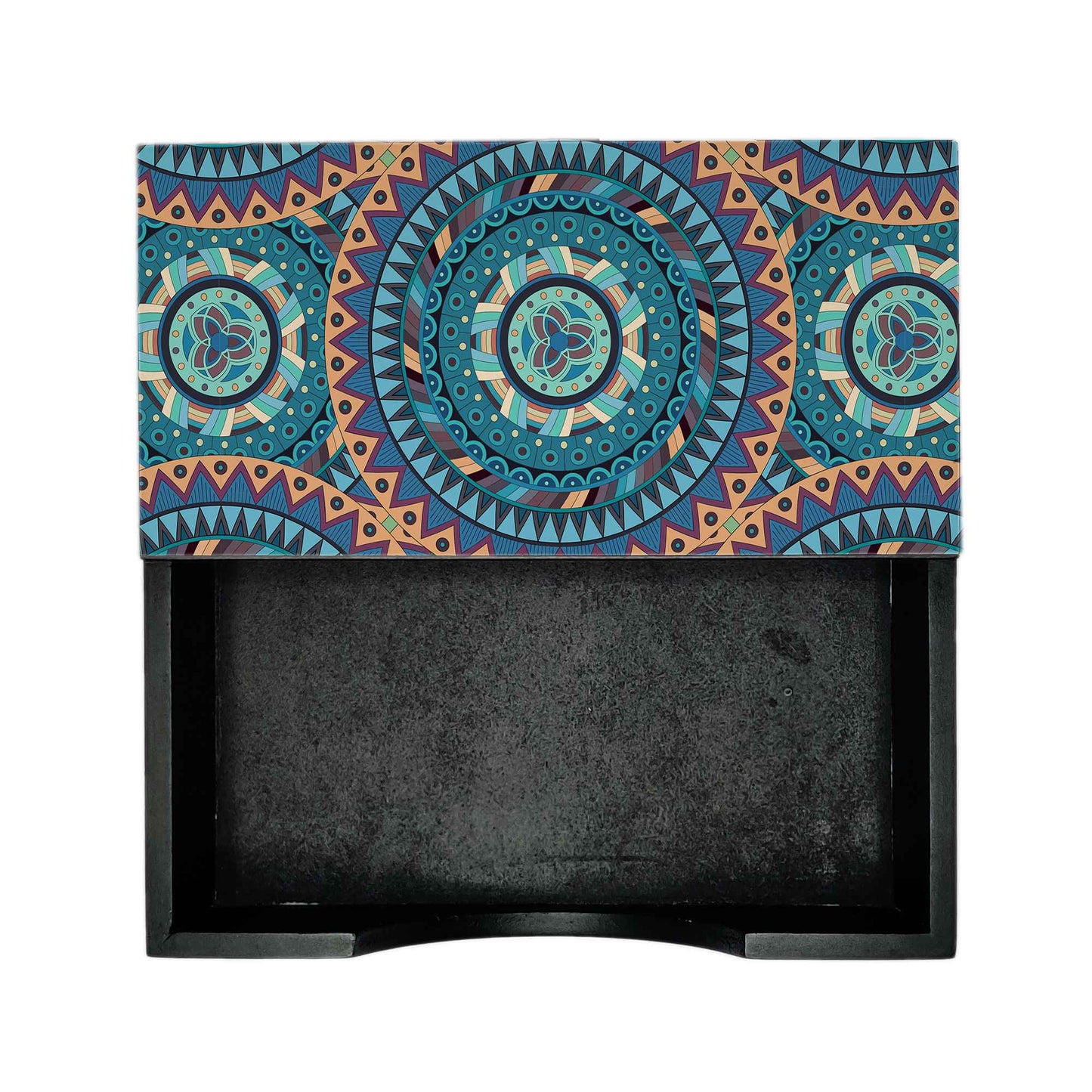 Blue Mandala Tissue Holder 6" x 6" x 1.5" Ht. - Design Image