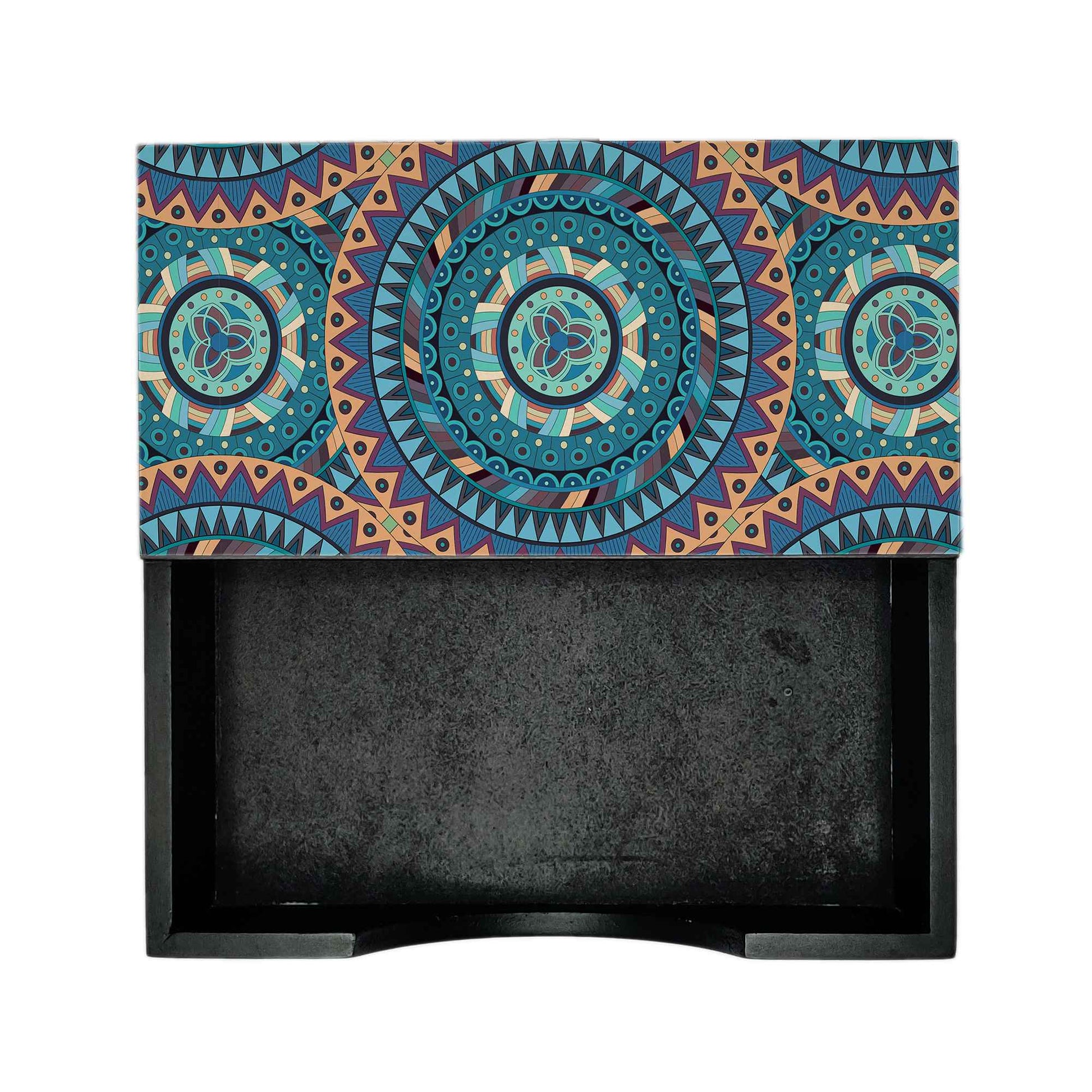 Blue Mandala Tissue Holder 6" x 6" x 1.5" Ht. - Design Image