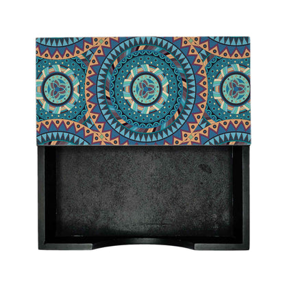Blue Mandala Tissue Holder 6" x 6" x 1.5" Ht. - Design Image