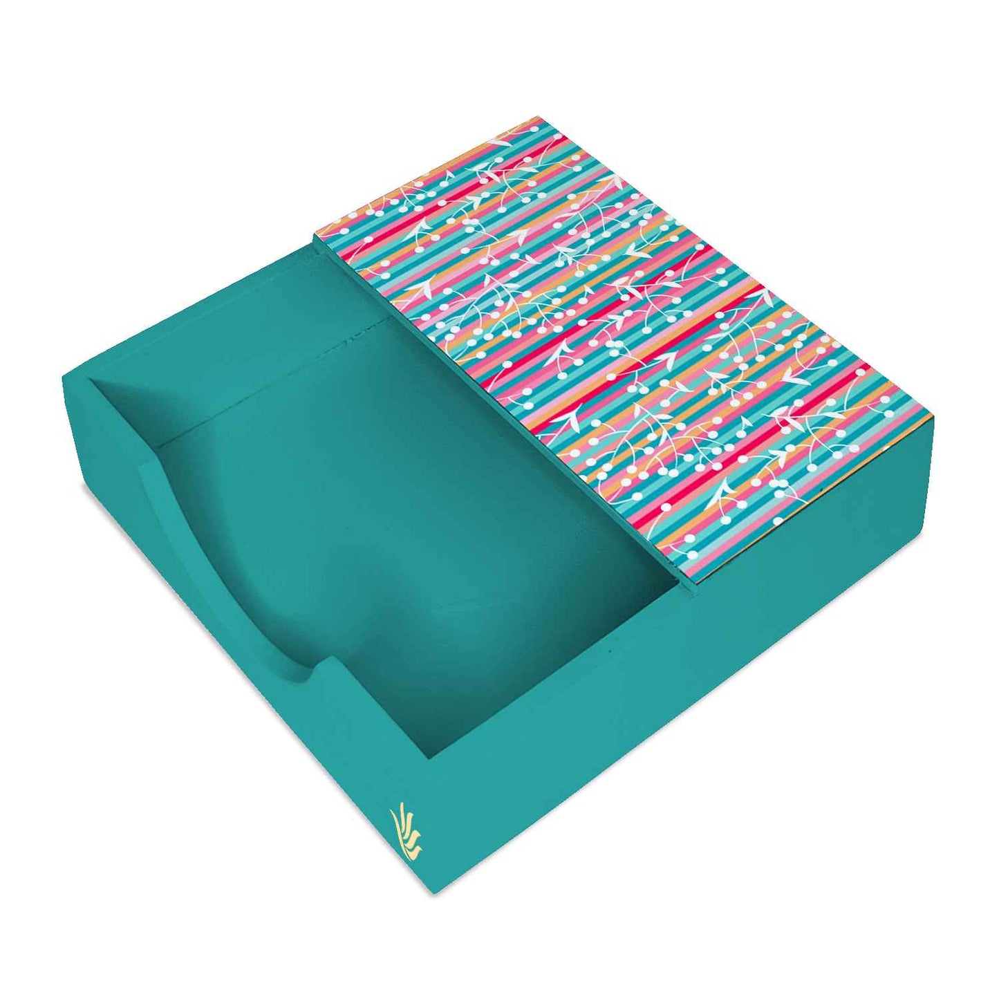 Floral Stripes T Tissue Holder 6" x 6" x 1.5" Ht. - Main Image