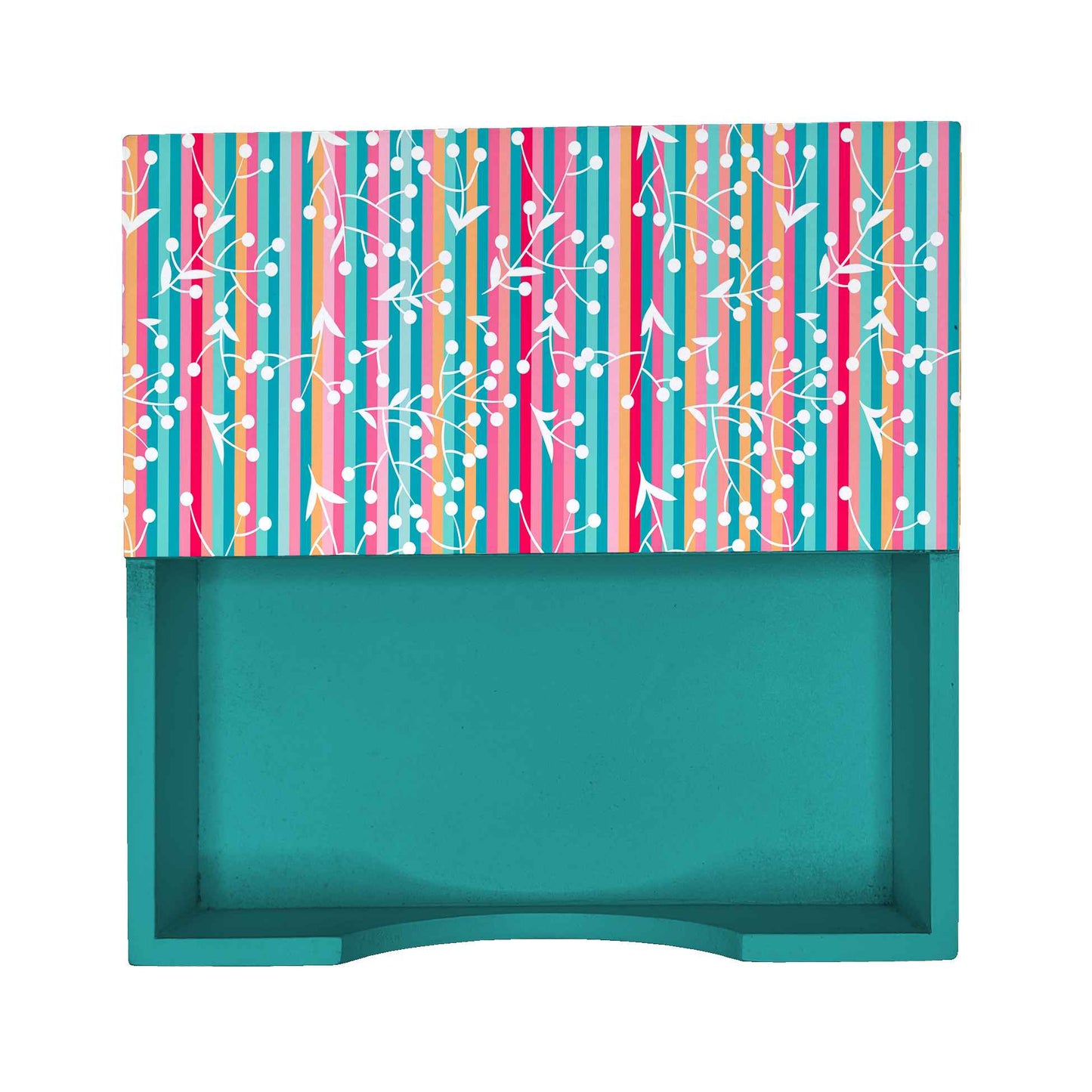 Floral Stripes T Tissue Holder 6" x 6" x 1.5" Ht. - Design Image