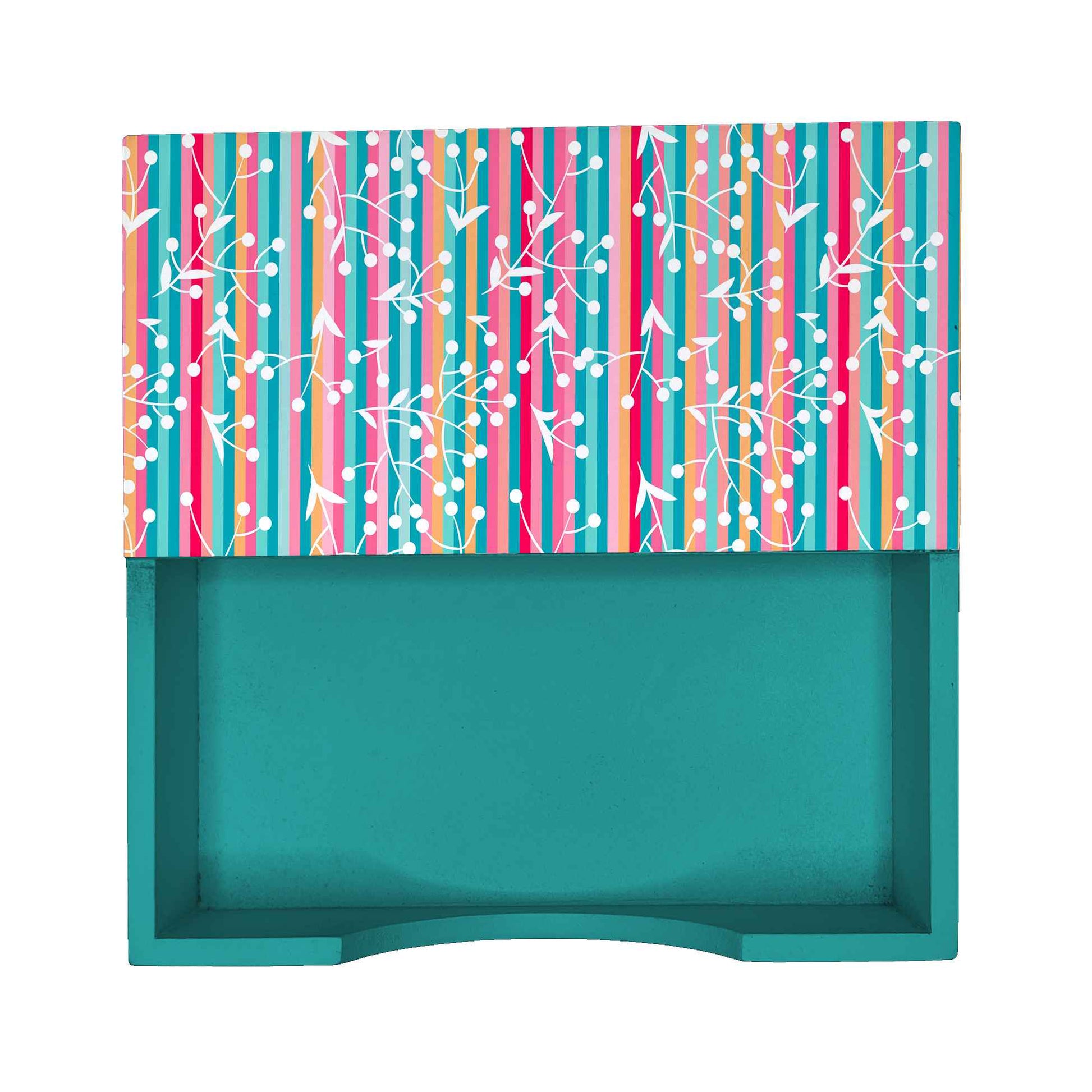 Floral Stripes T Tissue Holder 6" x 6" x 1.5" Ht. - Design Image