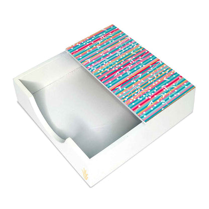 Floral Stripes W Tissue Holder 6" x 6" x 1.5" Ht. - Main Image