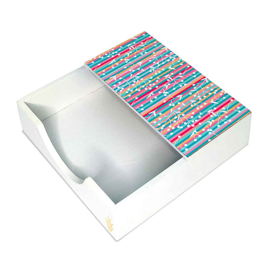 Floral Stripes W Tissue Holder 6" x 6" x 1.5" Ht. - Main Image