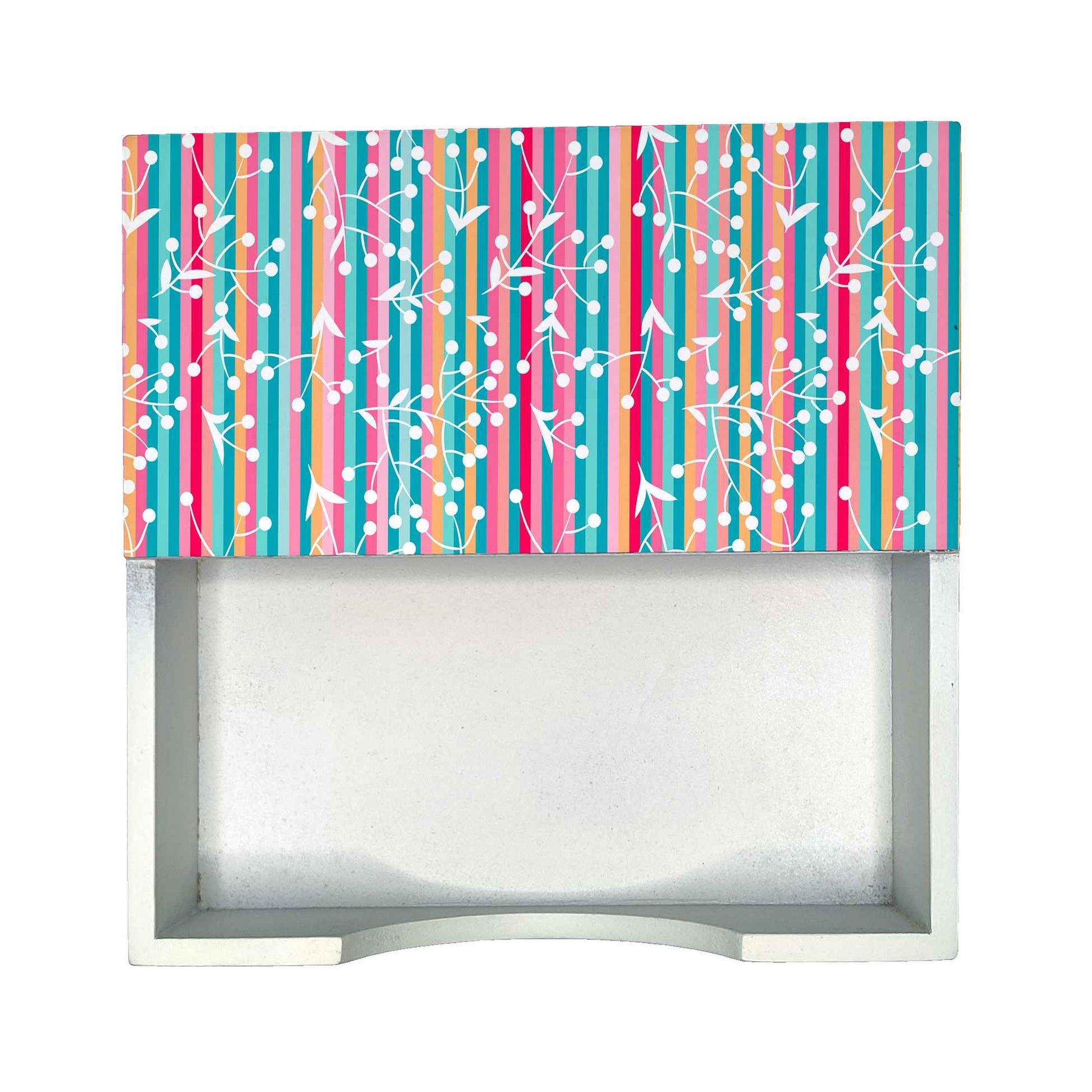 Floral Stripes W Tissue Holder 6" x 6" x 1.5" Ht. - Design Image
