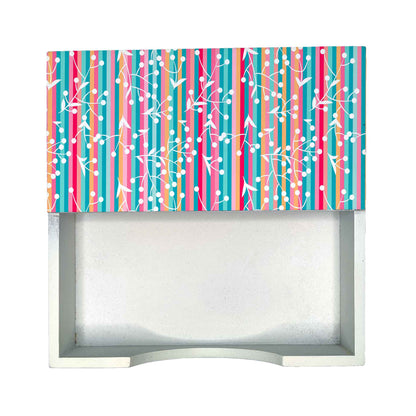 Floral Stripes W Tissue Holder 6" x 6" x 1.5" Ht. - Design Image
