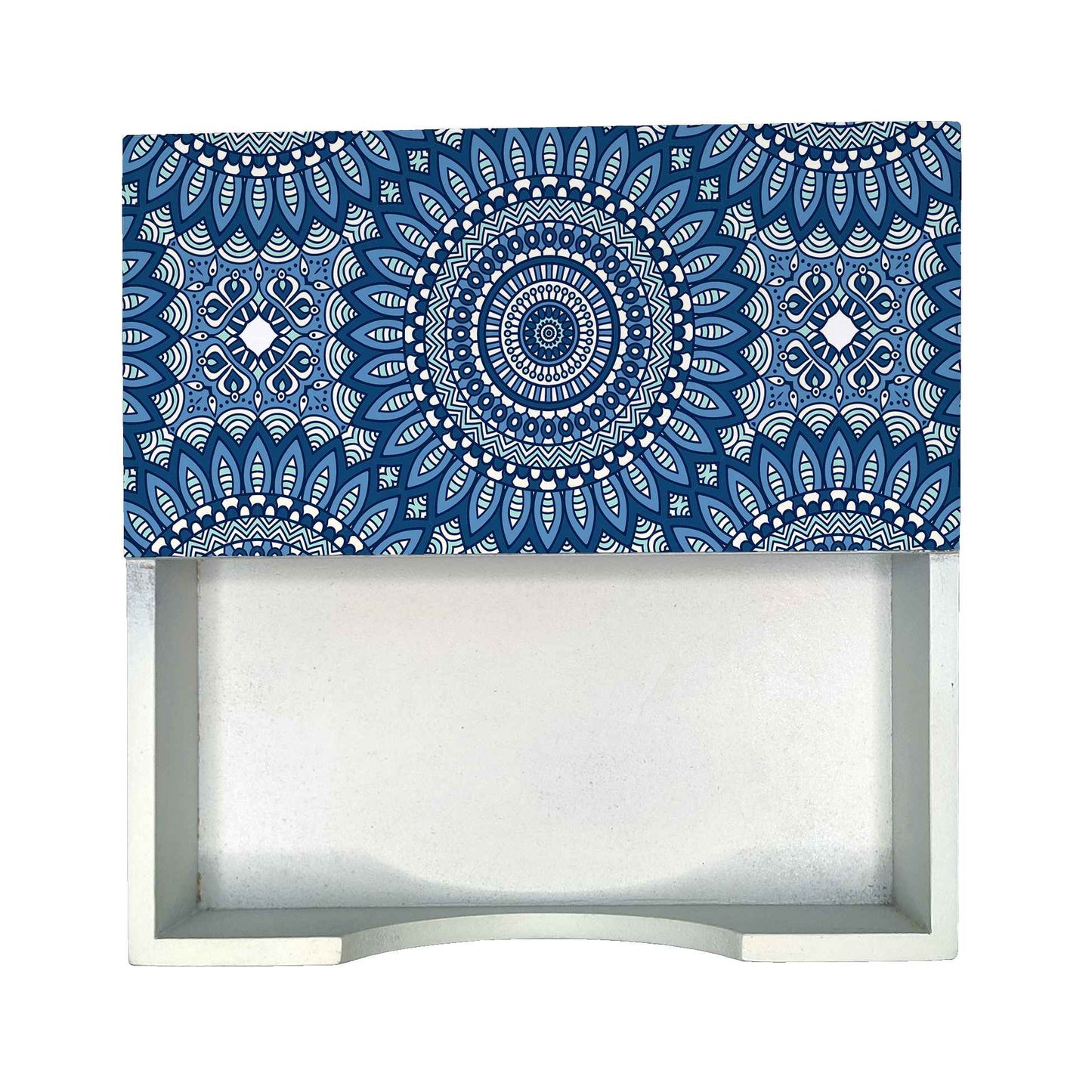 Blue Mandala 2 Tissue Holder 6" x 6" x 1.5" Ht. - Design Image