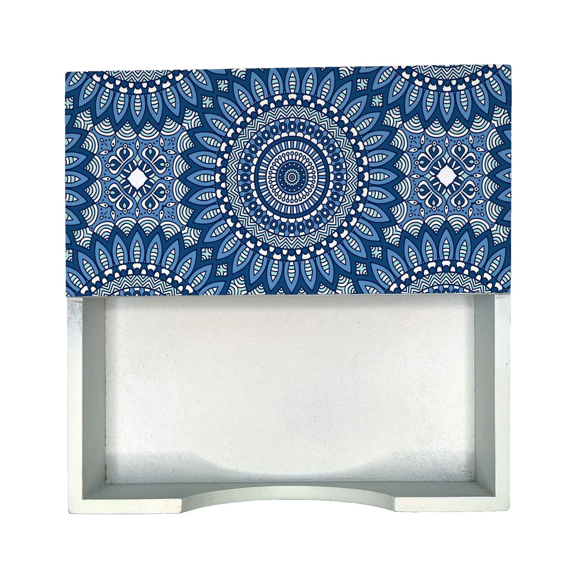 Blue Mandala 2 Tissue Holder 6" x 6" x 1.5" Ht. - Design Image