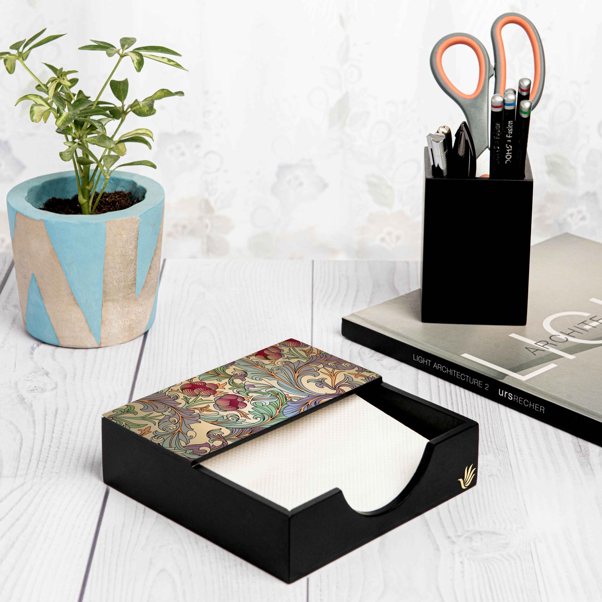 Ornate Floral Tissue Holder 6" x 6" x 1.5" Ht. - Lifestyle Image