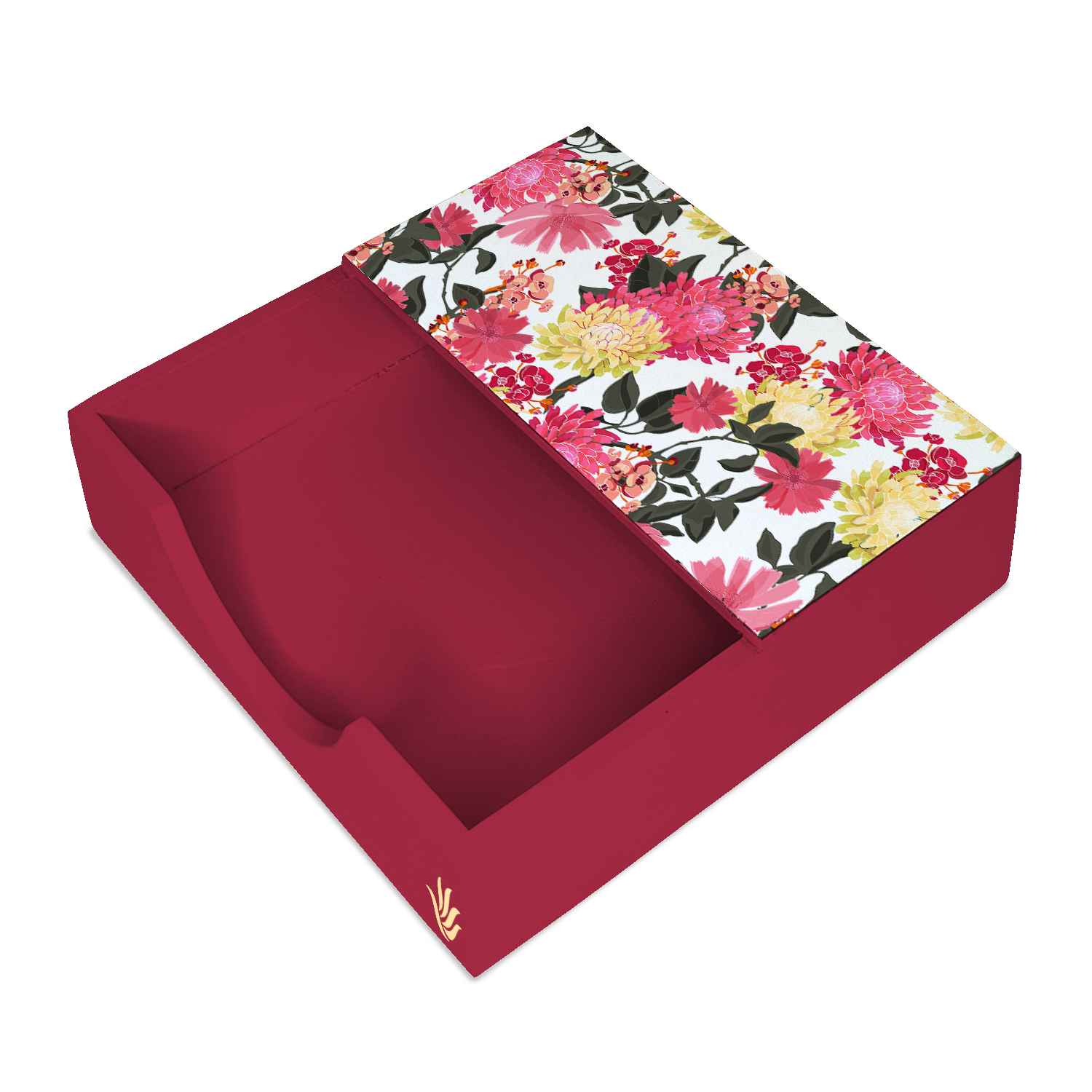 Ava Floral R Tissue Holder 6" x 6" x 1.5" Ht. - Main Image