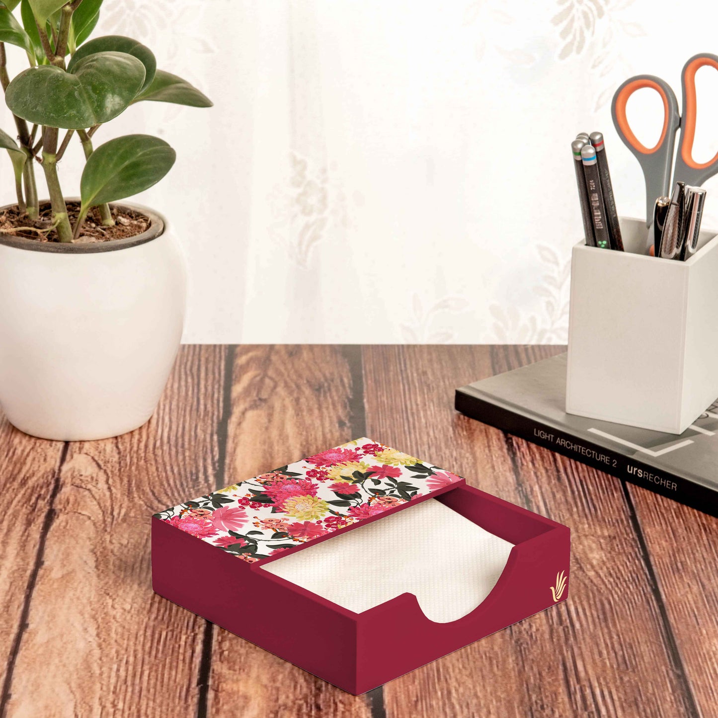 Ava Floral R Tissue Holder 6" x 6" x 1.5" Ht. - Liefstyle Image