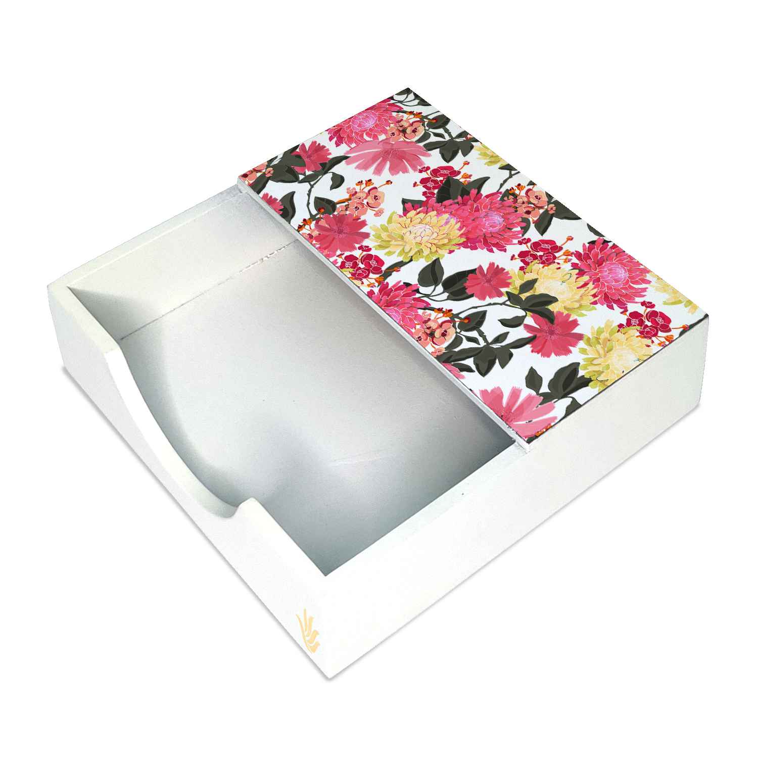 Ava Floral W Tissue Holder 6" x 6" x 1.5" Ht. - Main Image